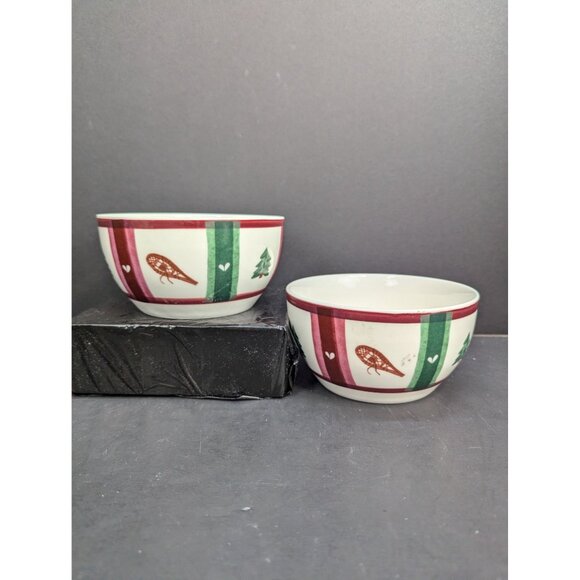 Pfaltzgraff Snow Bear Christmas Theme Deep Cereal Soup Bowl Ceramic Set of 2 - Picture 3 of 7